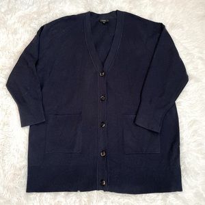 J CREW 2X NAVY BLUE BUTTON CARDIGAN